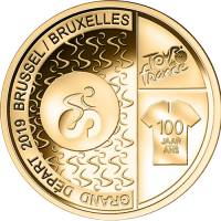 (04) Монета Бельгия 2019 год 2,5 евро "Тур де Франс в Брюсселе"  Латунь  UNC
